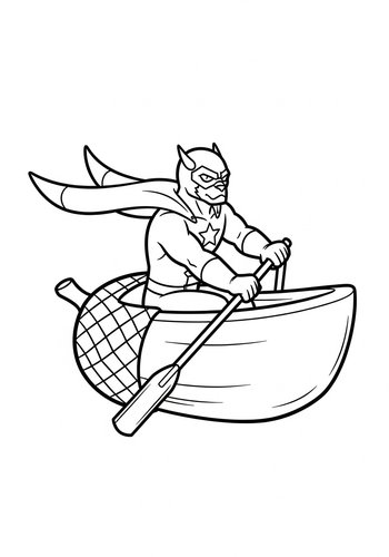 Hawkeye Rowing An Acorn Boat: Coloring Page Fun