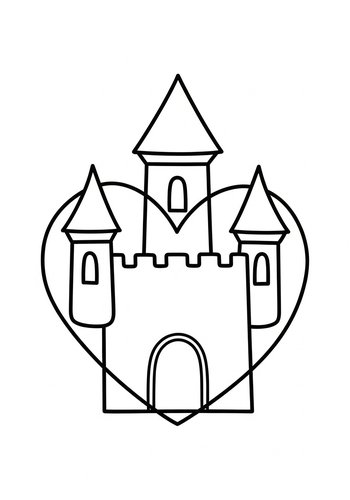 Heart Castle Coloring Page: A Royal Fortress Of Love