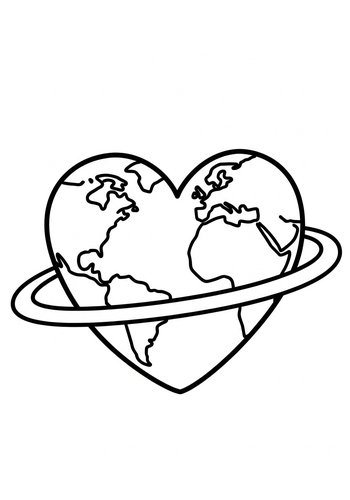 Heart Earth Coloring Page: Love Our Planet