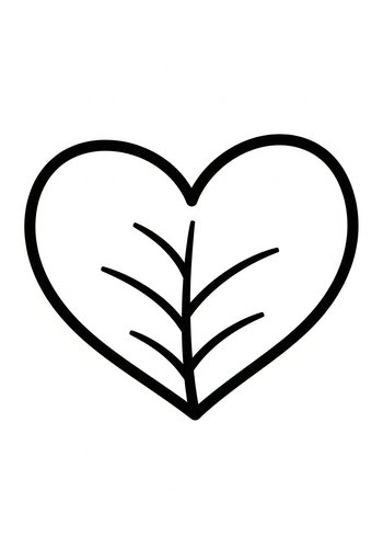 Heart Leaf Coloring Page: A Nature's Love Design
