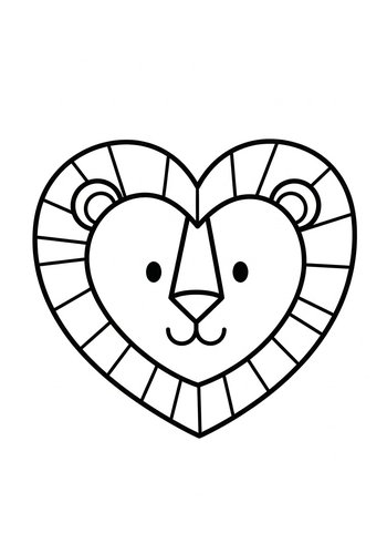 Heart Lion Coloring Page For Kids