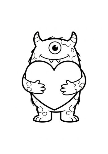 Heart Monster Coloring Page: Spread The Love