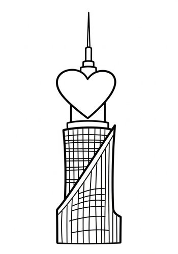 Heart Tower Coloring Page: A Cityscape Of Love