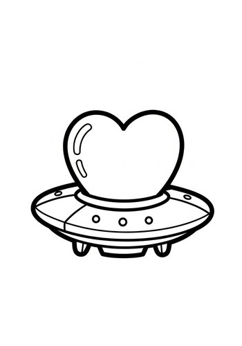 Heart Ufo Coloring Page For Kids