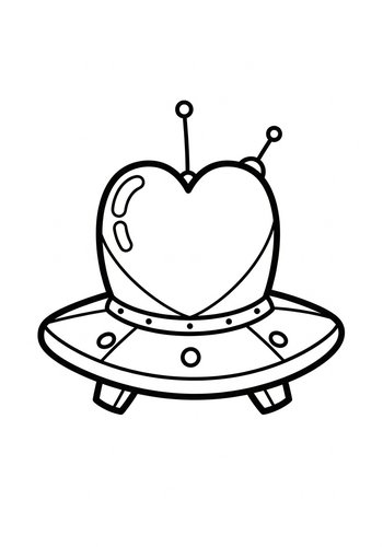 Heart Ufo Coloring Page: Out Of This World Fun