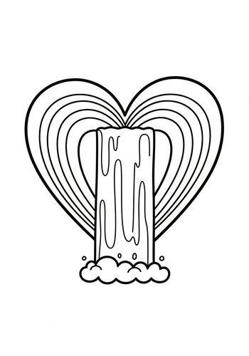 Coloring Page: Heart Waterfall Coloring Page: A Loving Stream