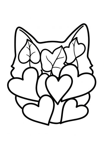Heart-filled Fox Coloring Page