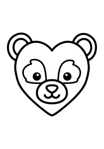 Heart-shaped Bear Coloring Page