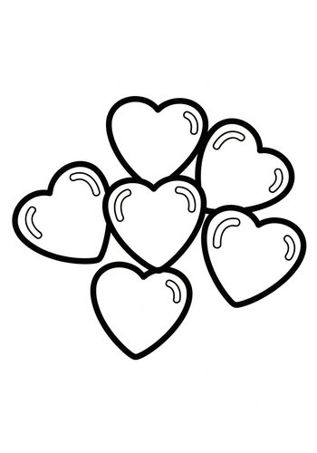 Heart-shaped Candies Coloring Page