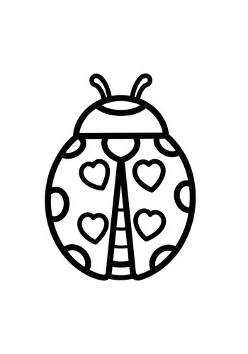 Heart-spotted Ladybug Coloring Page