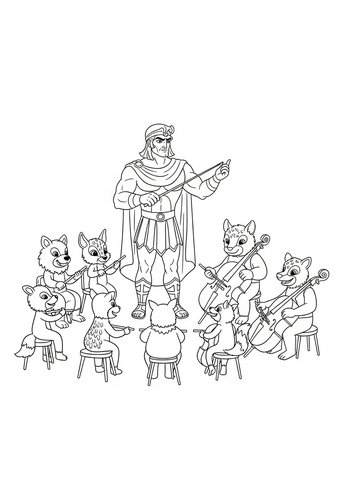 Hercules Conducting Woodland Orchestra Coloring Page