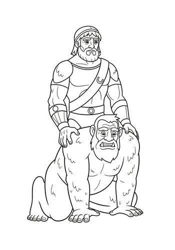 Hercules Exploring A Giant Coloring Page