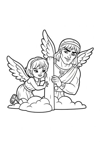 Coloring Page: Hercules Playing Hide And Seek With A Mischievous Cloud Nymph Coloring Page