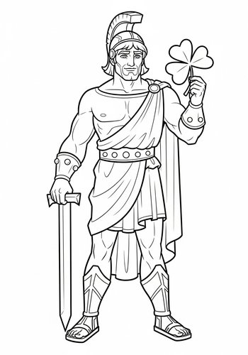 Coloring Page: Hercules Searching For A Four-leaf Clover With Tyche: Coloring Page Fun