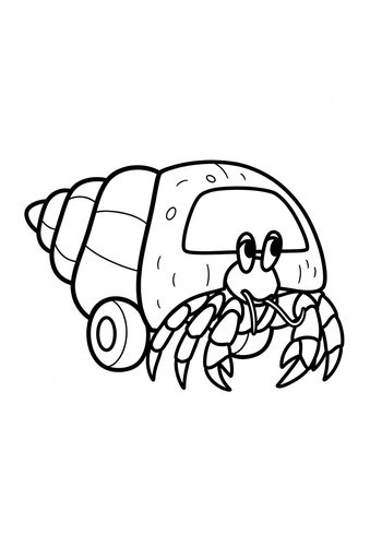 Hermit Crab Coloring Page: Seaside Fun