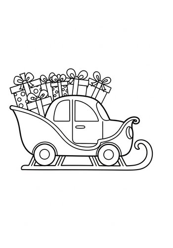 Holiday Gift Sleigh Coloring Page