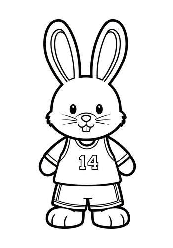 Hopping Good Time: Basketball Bunny Coloring Page