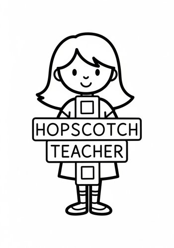 Hopscotch Teacher Coloring Page: Educational Fun