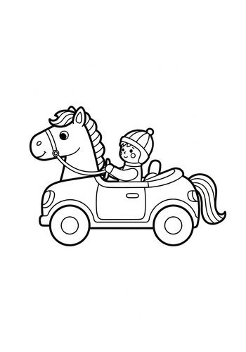Coloring Page: Horse Car Coloring Page Fun
