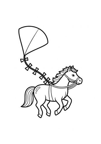 Coloring Page: Horse With Kite Coloring Page Fun