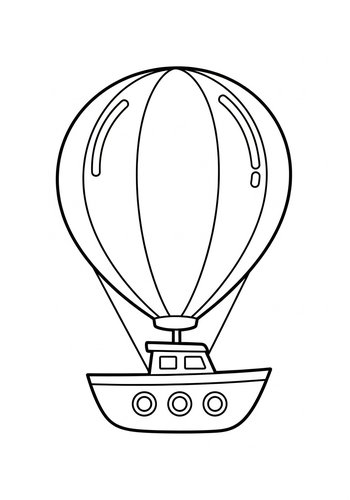 Hot Air Balloon Boat Coloring Page