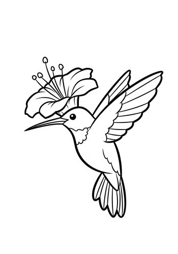 Hummingbird And Flower Coloring Page