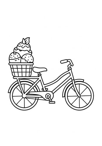 Ice Cream Bike Coloring Page: Sweet Ride