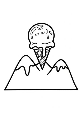 Ice Cream Mountain Coloring Page