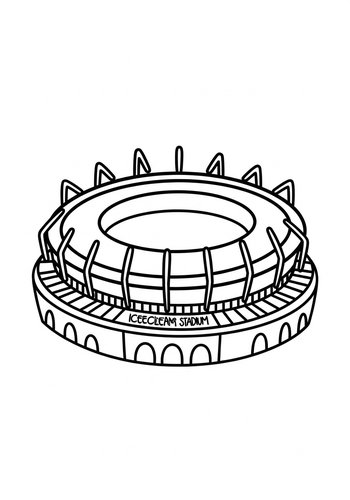 Ice Cream Stadium Coloring Page: A Sweet Venue