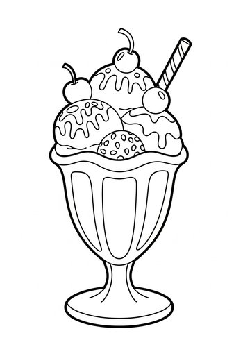Ice Cream Sundae Coloring Page Fun