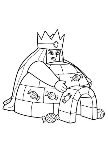 Ice King Building An Igloo With Candy Decorations Coloring Page