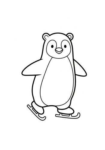 Ice Skating Bear Coloring Page