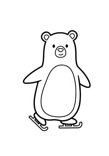 Ice Skating Bear Coloring Page