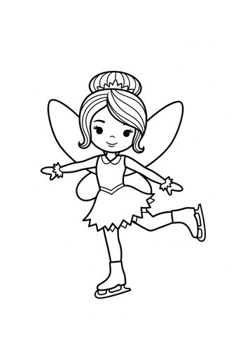 Ice Skating Fairy Coloring Page