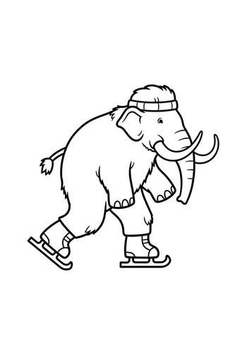 Ice Skating Mammoth Coloring Page