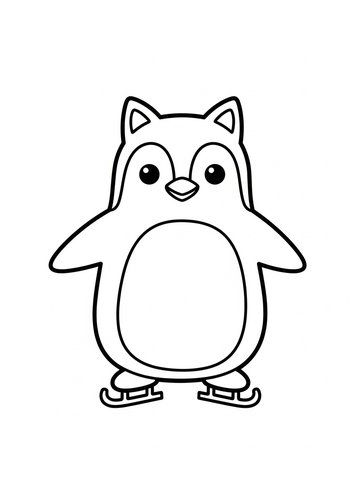Ice Skating Penguin Coloring Page