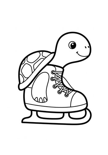 Ice Skating Turtle Coloring Page For Kids