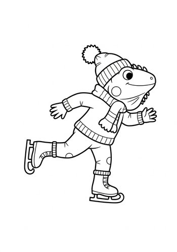Iguana On Ice Coloring Page