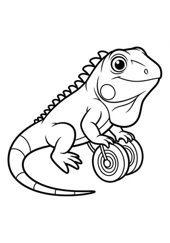 Iguana On Wheels: Coloring Page Fun