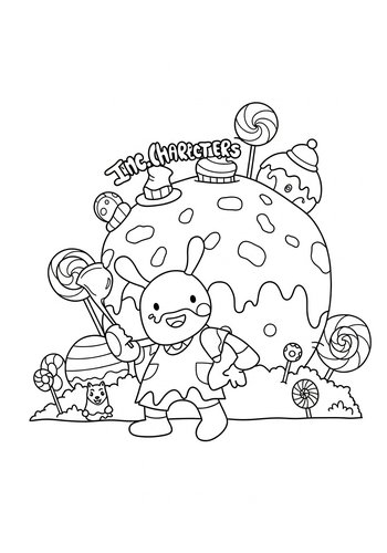 Coloring Page: Inc. Characters Exploring Giant Candy Land Coloring Page