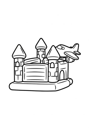 Inflatable Castle And Airplane Coloring Page
