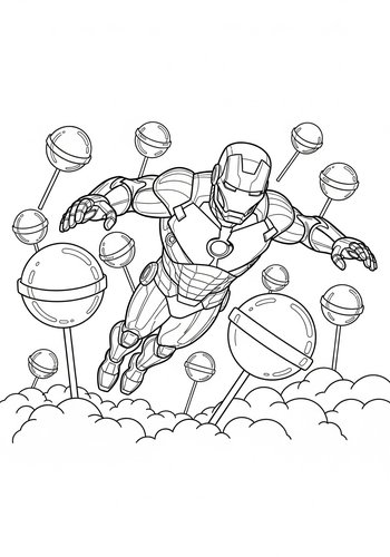 Iron Man's Sweet Flight: Coloring Page Adventure