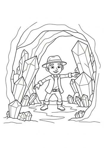 Jack Exploring A Cave Of Giant Crystals: A Coloring Adventure
