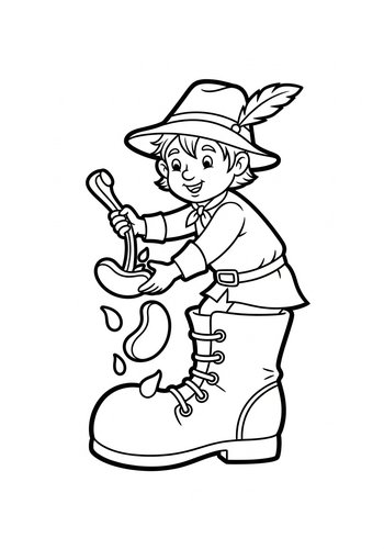 Coloring Page: Jack Planting Magic Beans In A Giant's Boot: Coloring Page Fun