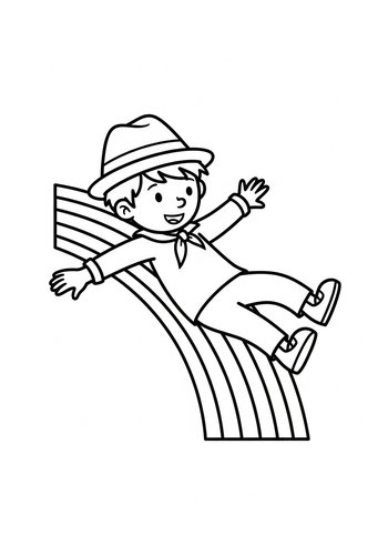 Jack Sliding Down A Rainbow - Coloring Page Fun