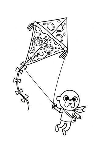 Jake's Pizza Kite Adventure: A Coloring Page