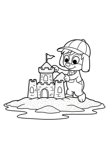 Jaq And Gus Building A Sandcastle On A Beach Made Of Granulated Sugar Coloring Page