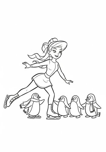 Jessie Ice Skating With Penguins: A Coloring Adventure