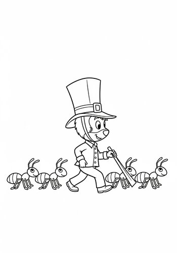 Coloring Page: Jock Leading A Parade Of Marching Ants: Coloring Page Fun