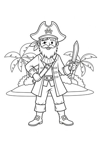 John Smith As A Pirate: Treasure Hunt Coloring Page
